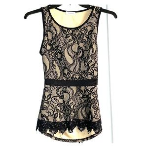 Lace black open back top